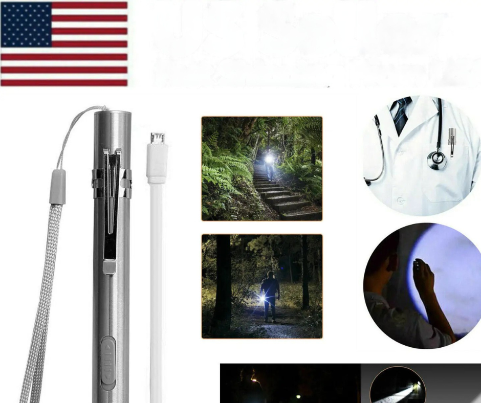 LED light stick with images of its use in dark environments and close-up of light.