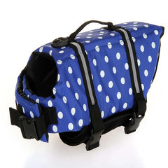 Blue dot print dog life vest