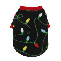 Black dog sweater with holiday lights