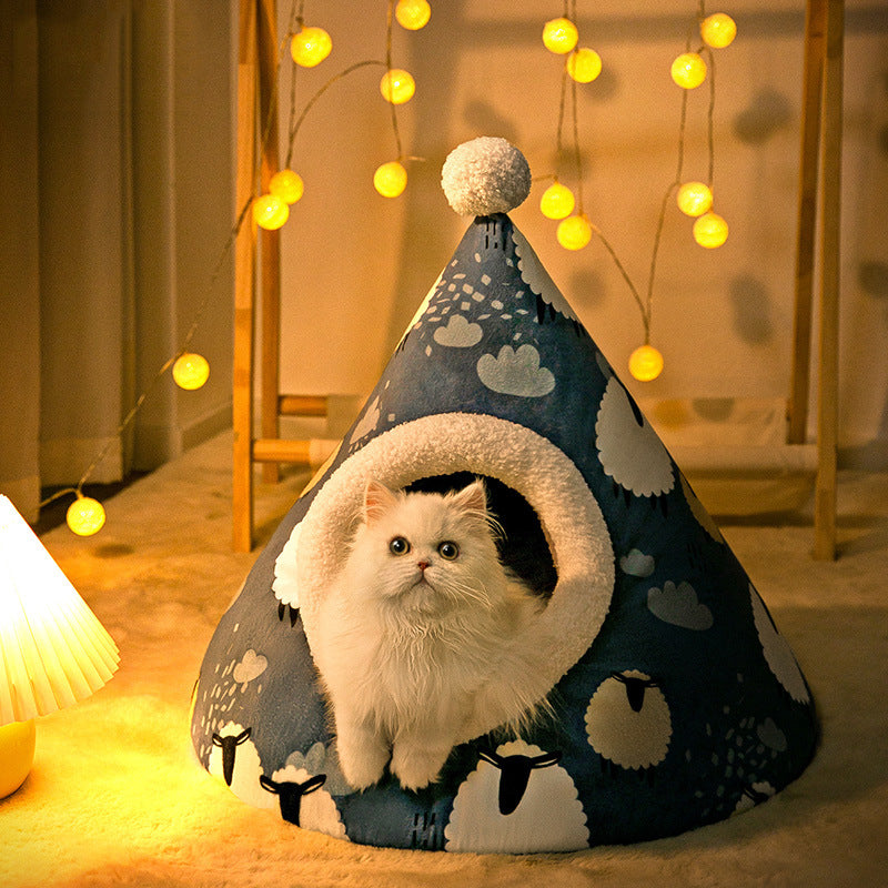 Triangle Mongolian yurt warm sleeping cat pet nest