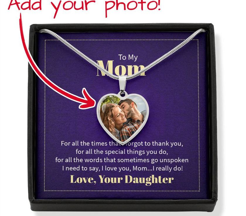 Custom Photo Heart Necklace To My Mom