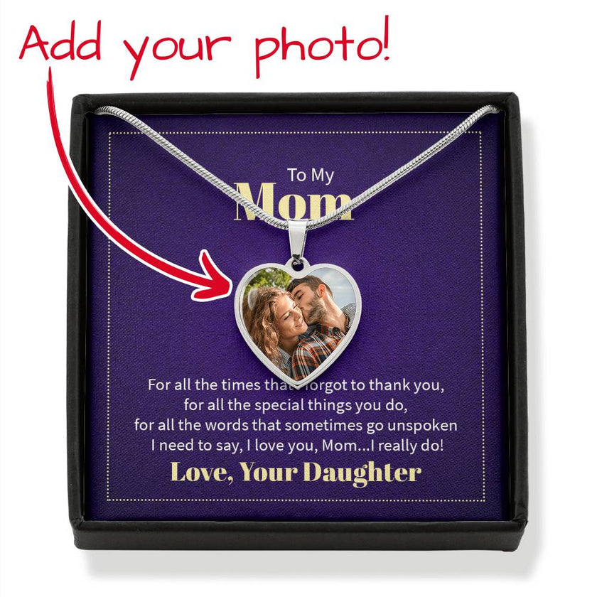 Custom Photo Heart Necklace To My Mom