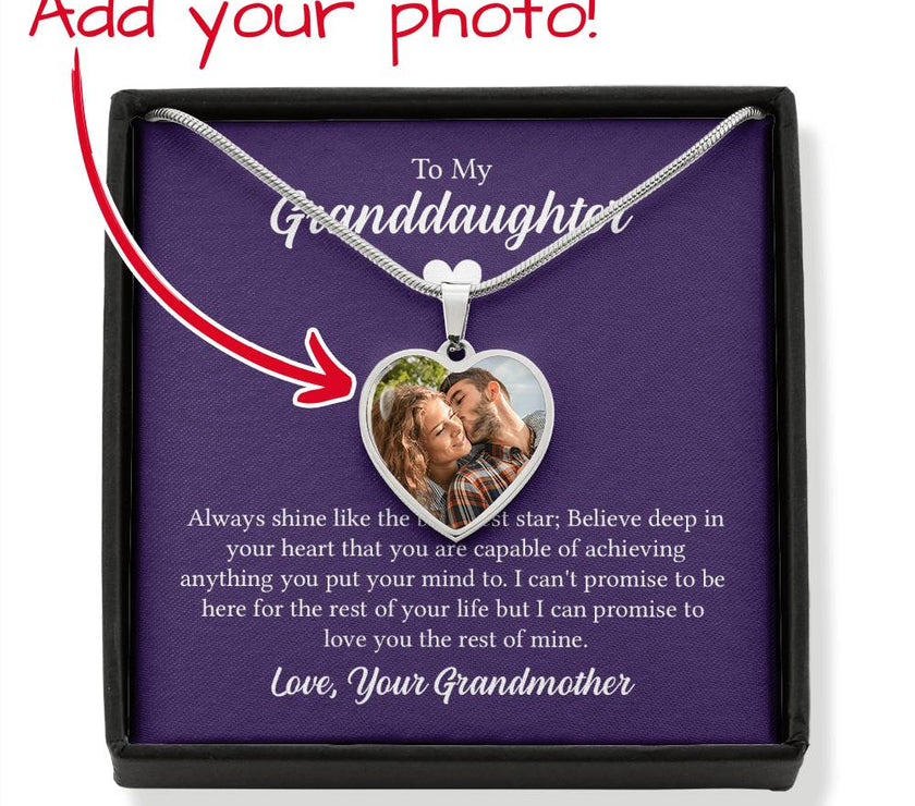 Custom Photo Heart Necklace For My Granddaughter