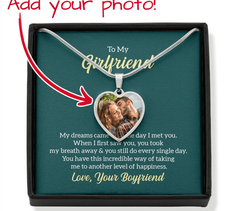Custom Photo Heart Necklace For My Girlfriend