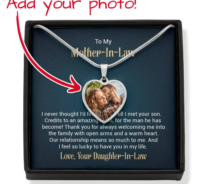 Custom Photo Heart Necklace For My Mother-In-Law