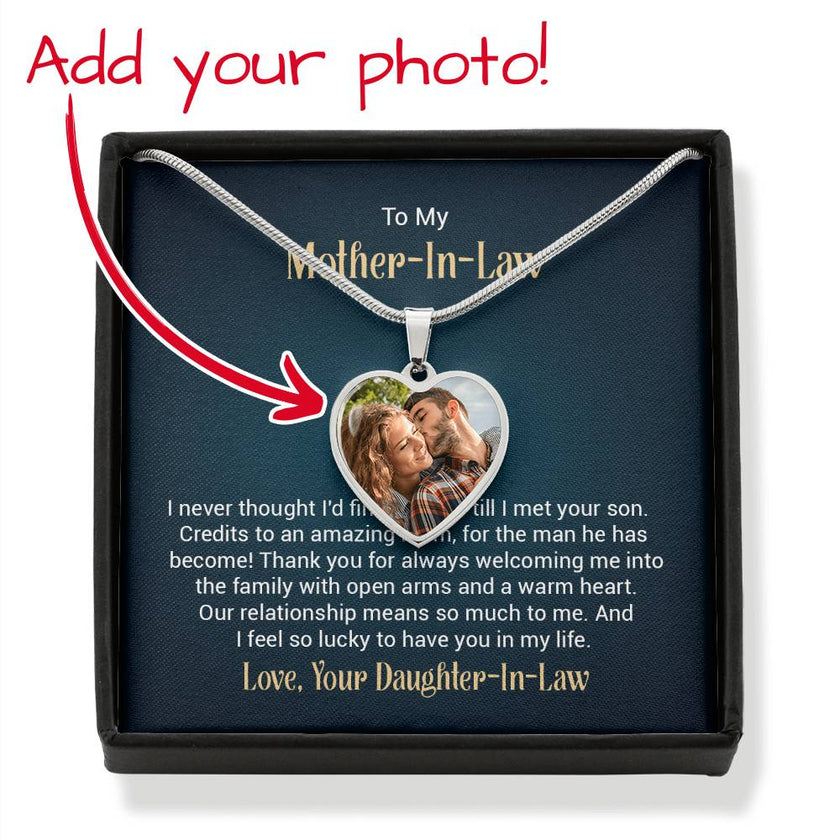 Custom Photo Heart Necklace For My Mother-In-Law