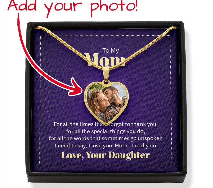 Custom Photo Heart Necklace To My Mom