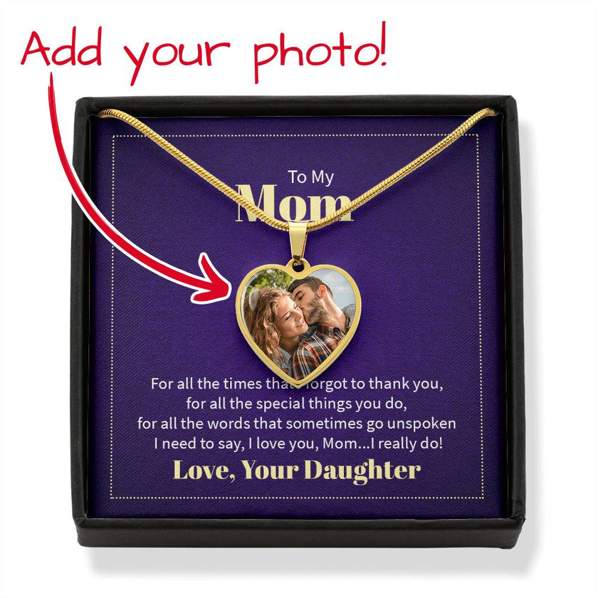 Custom Photo Heart Necklace For Mom
