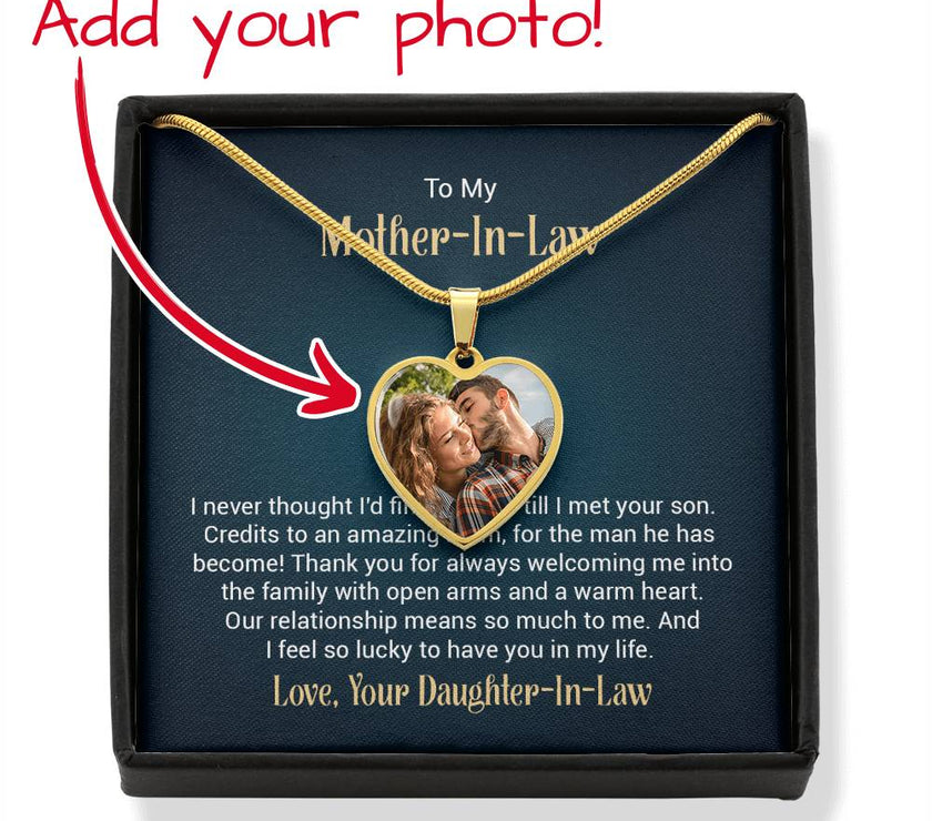 Custom Photo Heart Necklace For My Mother-In-Law