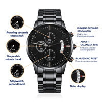 Timeless Elegance: Engraved Black Chronograph Watch
