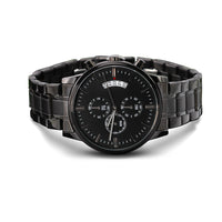Timeless Elegance: Engraved Black Chronograph Watch