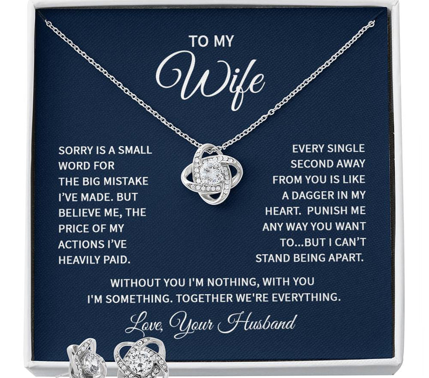 Love Knot Earring & Necklace Set For My Wife
