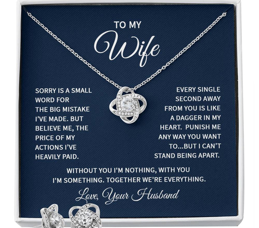 Love Knot Earring & Necklace Set For My Wife