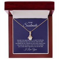 Alluring Beauty necklace features a petite ribbon shaped pendant with message card To My Soulmate