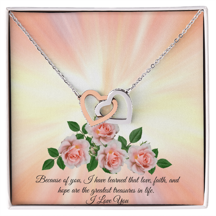 Love, Faith & Hope – Interlocking Hearts Necklace for Mom
