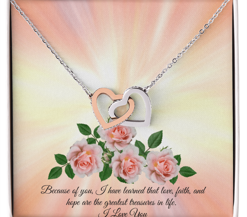 Love, Faith & Hope – Interlocking Hearts Necklace for Mom