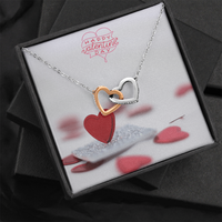 Interlocking Hearts Necklace with the message Happy Valentine's Day