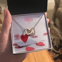 Interlocking Hearts Necklace with the message Happy Valentine's Day