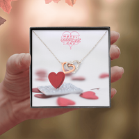 Interlocking Hearts Necklace with the message Happy Valentine's Day