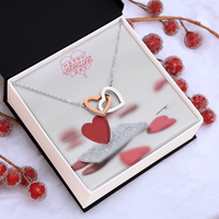 Interlocking Hearts Necklace with the message Happy Valentine's Day