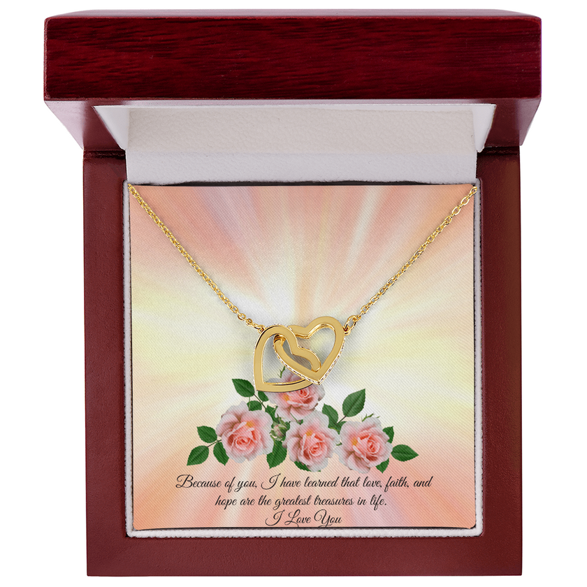 Love, Faith & Hope – Interlocking Hearts Necklace for Mom