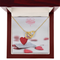 Interlocking Hearts Necklace with the message Happy Valentine's Day
