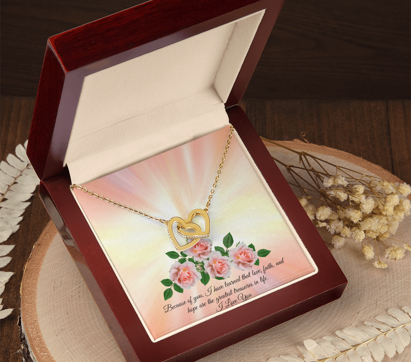 Love, Faith & Hope – Interlocking Hearts Necklace for Mom
