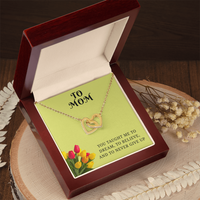 From My Heart to Yours – Interlocking Hearts Pendant with message card :-"You taught me to dream, to believe, and to never give up"