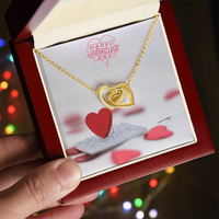 Interlocking Hearts Necklace with the message Happy Valentine's Day