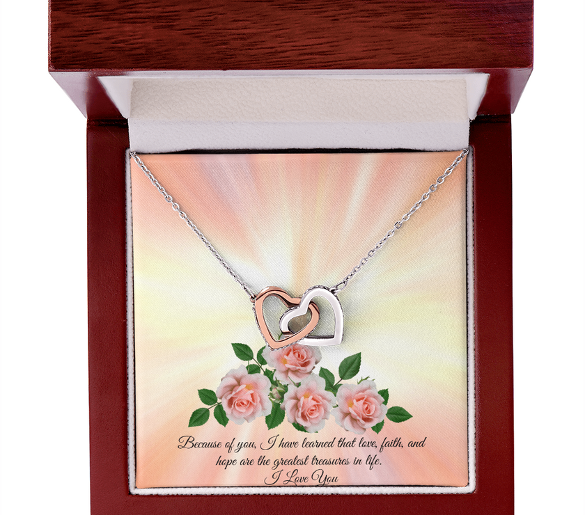 Love, Faith & Hope – Interlocking Hearts Necklace for Mom