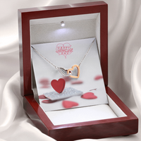 Interlocking Hearts Necklace with the message Happy Valentine's Day