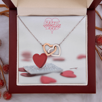 Interlocking Hearts Necklace with the message Happy Valentine's Day