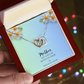 Two Interlocking Hearts Necklace, Bond - Mother's Day message "Mother you gave me roots to grow and wings to soar"