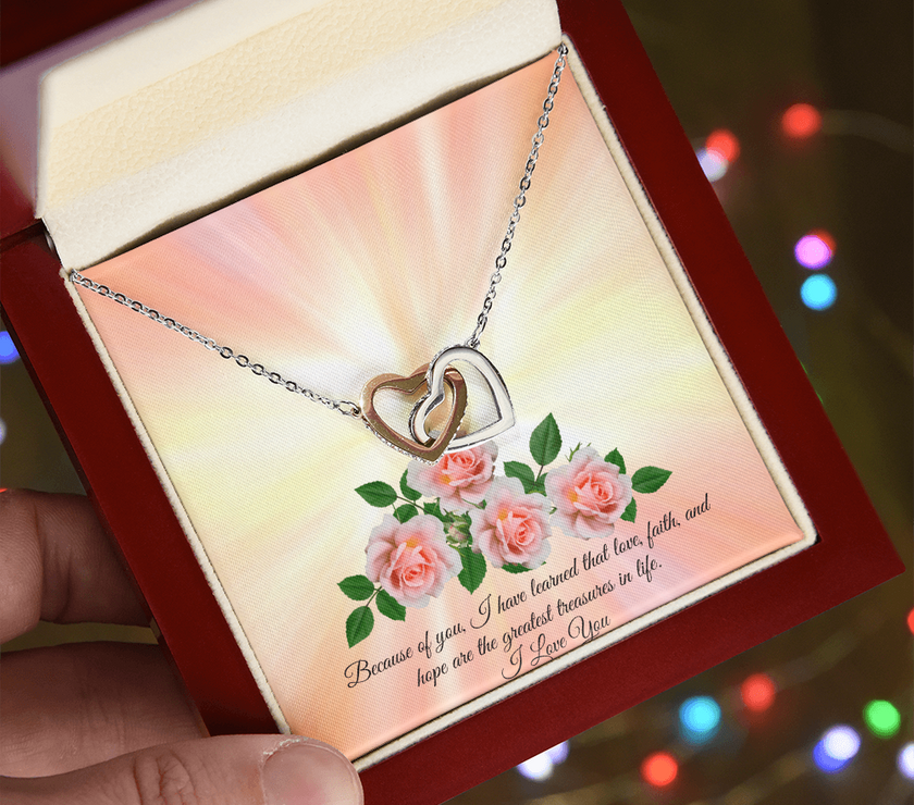 Love, Faith & Hope – Interlocking Hearts Necklace for Mom