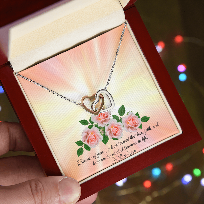 Love, Faith & Hope – Interlocking Hearts Necklace for Mom