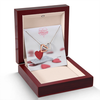 Interlocking Hearts Necklace with the message Happy Valentine's Day