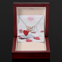 Interlocking Hearts Necklace with the message Happy Valentine's Day