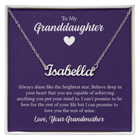 Polished Stainless Steel  Custom Name Necklace with message card To My Granddaughter Made In USA