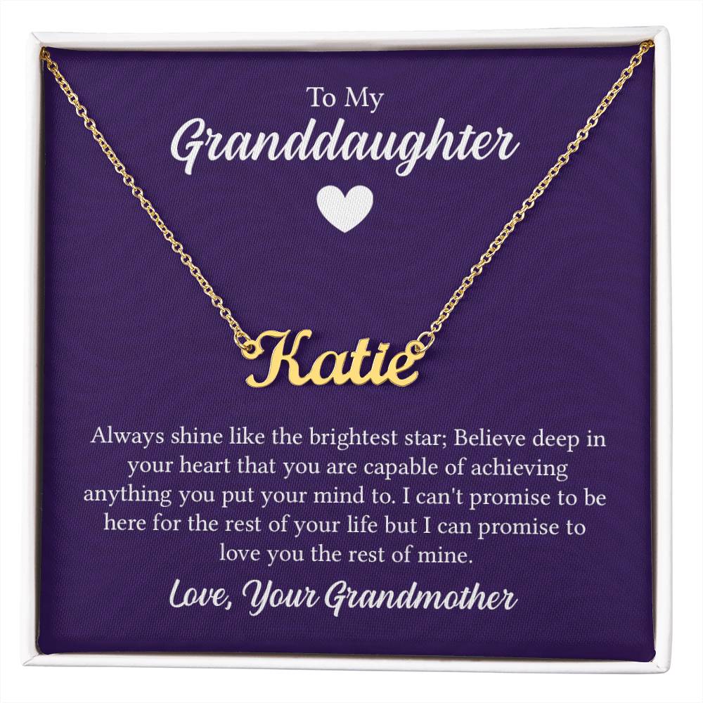 18K Gold Finish Custom Name Necklace with message card To My Granddaughter Made In USA