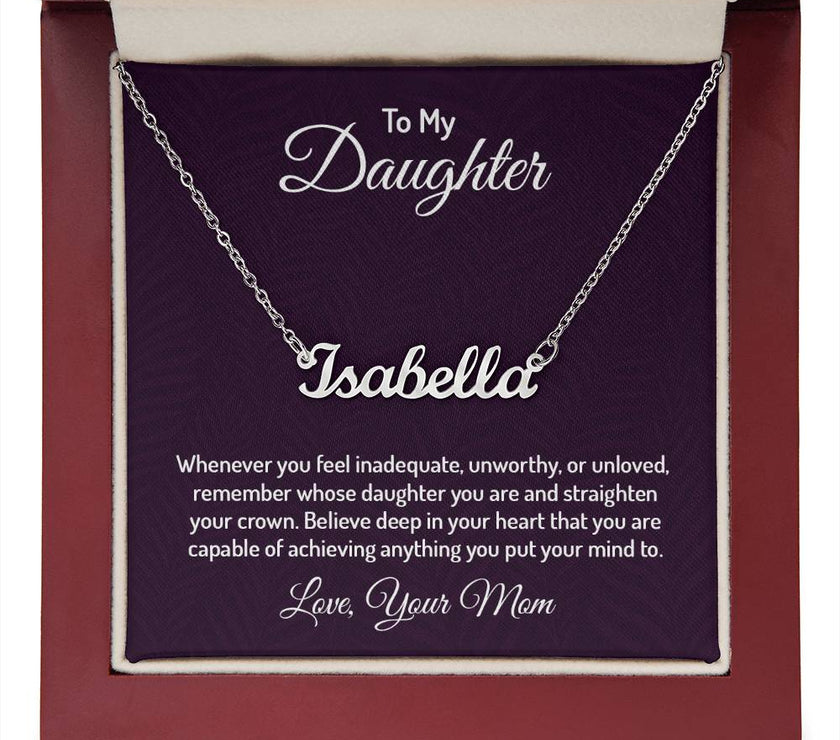 Polished Stainless Steel  Custom Name Necklace with message card To My Daughter Made In USA