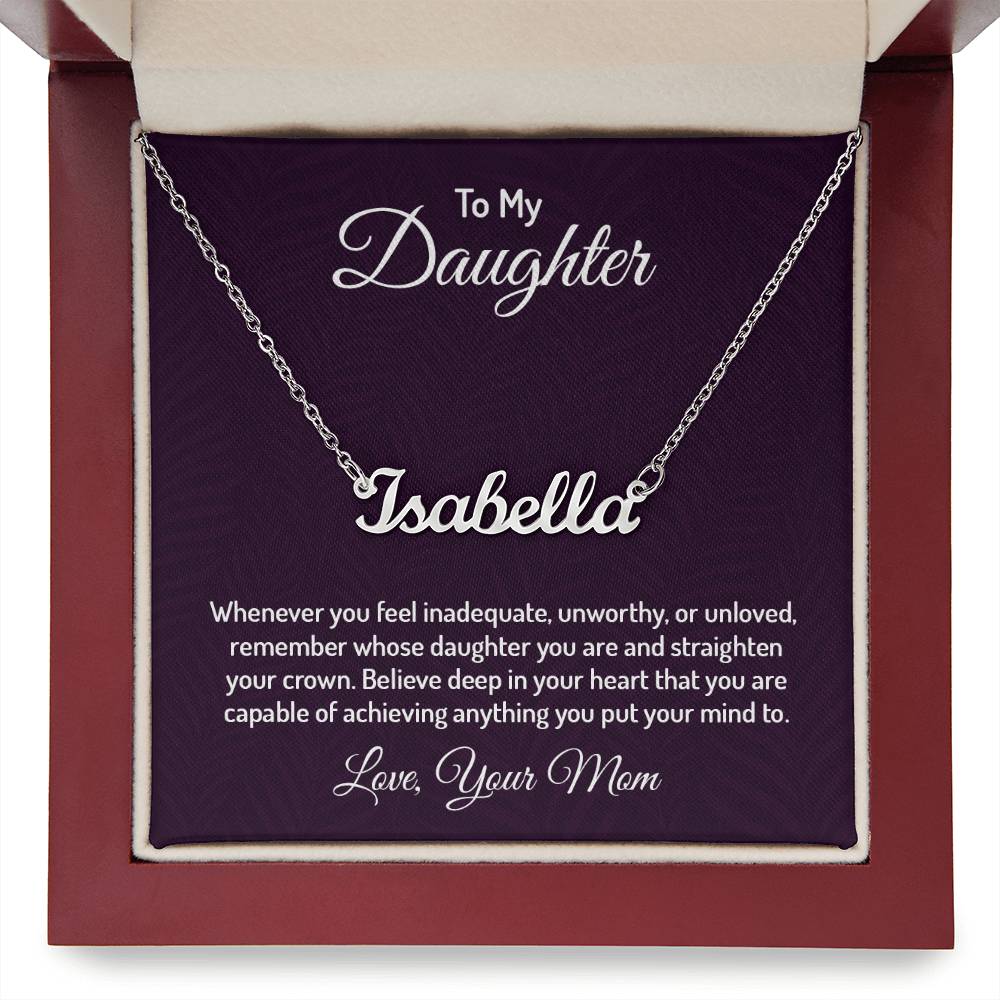 Polished Stainless Steel  Custom Name Necklace with message card To My Daughter Made In USA