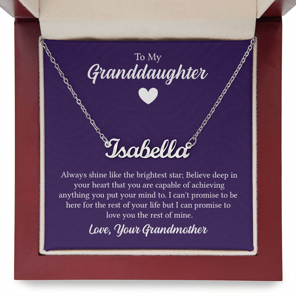 Polished Stainless Steel  Custom Name Necklace with message card To My Granddaughter Made In USA