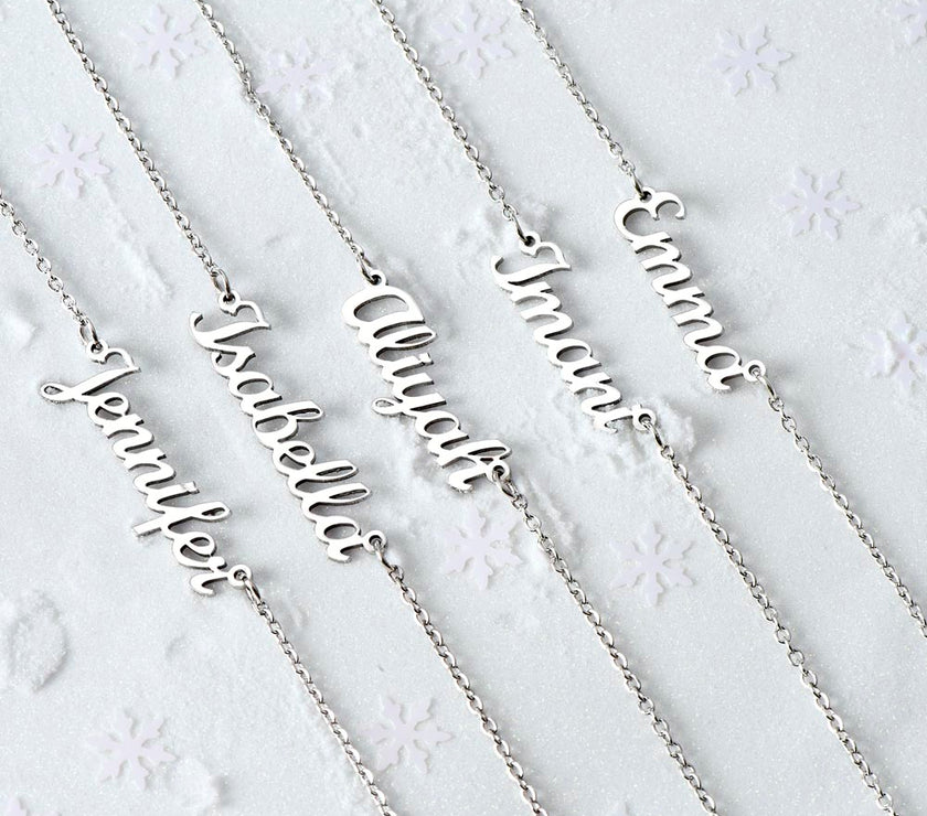 Polish Stainless Steel Custom Name Necklace.. Made In USA