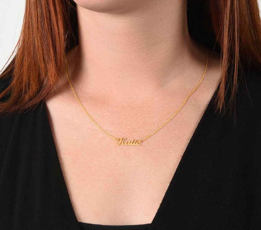 18K Yellow Gold Finish Custom Name Necklace.. Made In USA