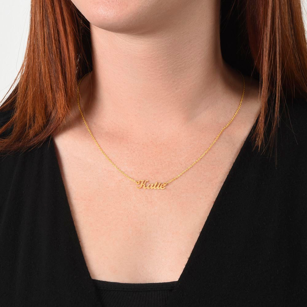 18K Yellow Gold Finish Custom Name Necklace.. Made In USA