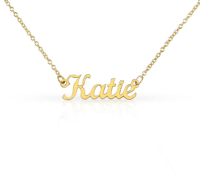 18K Yellow Gold Finish Custom Name Necklace.. Made In USA