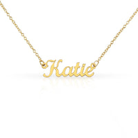 18K Yellow Gold Finish Custom Name Necklace.. Made In USA