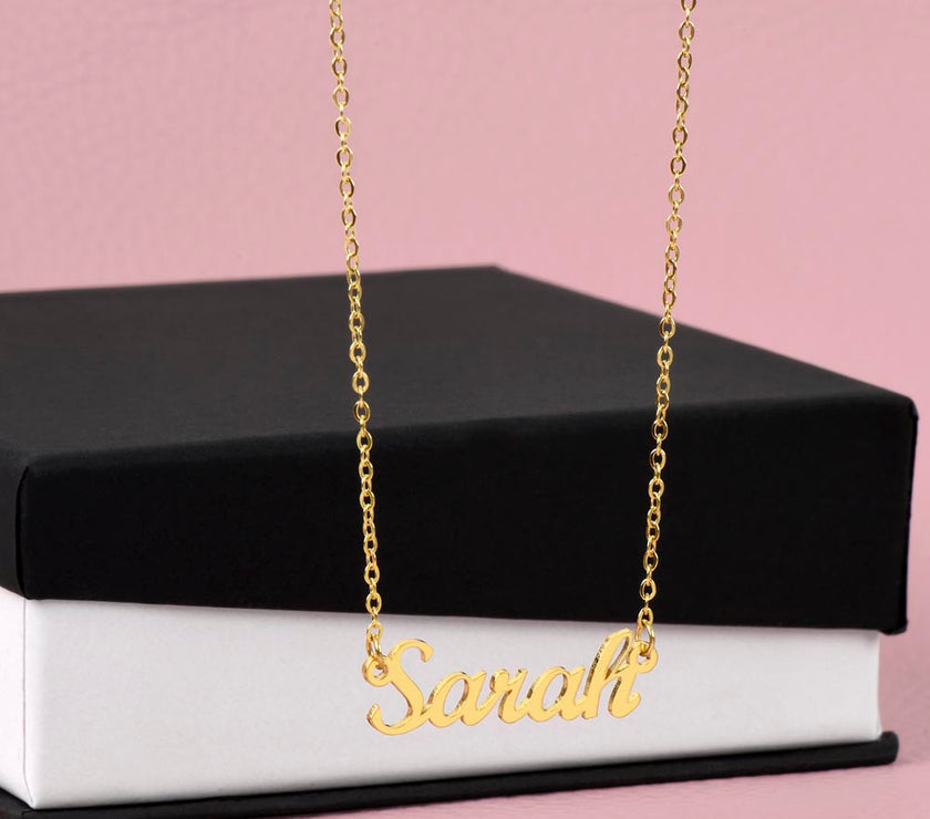 18K Yellow Gold Finish Custom Name Necklace.. Made In USA