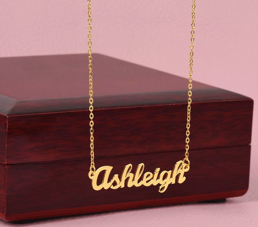 18K Yellow Gold Finish Custom Name Necklace.. Made In USA