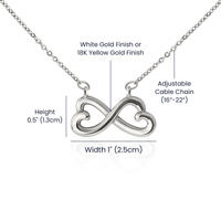 Silver infinity heart necklace  dimensions